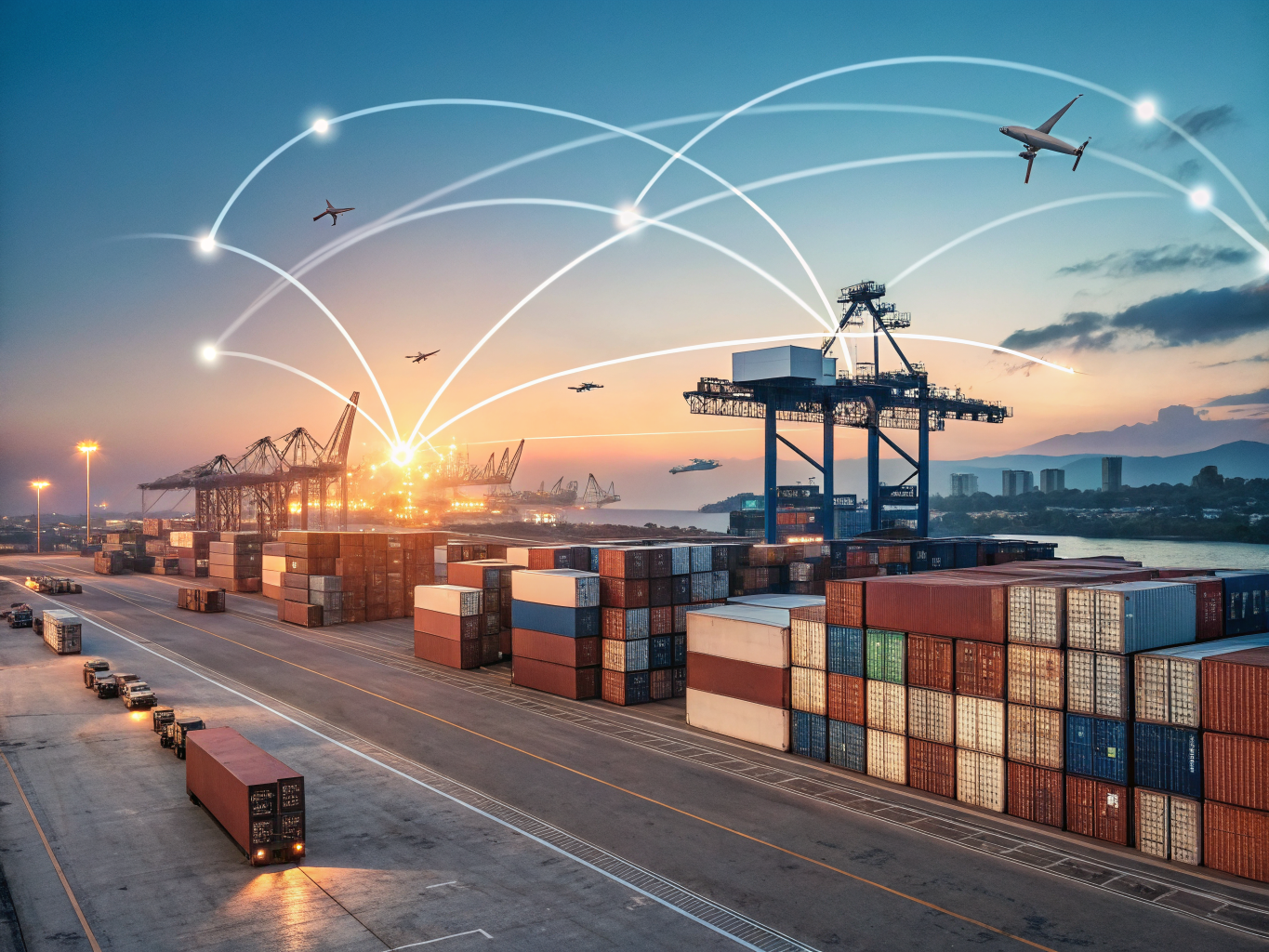 Supply chain analytics showing integrated data flows across logistics operations