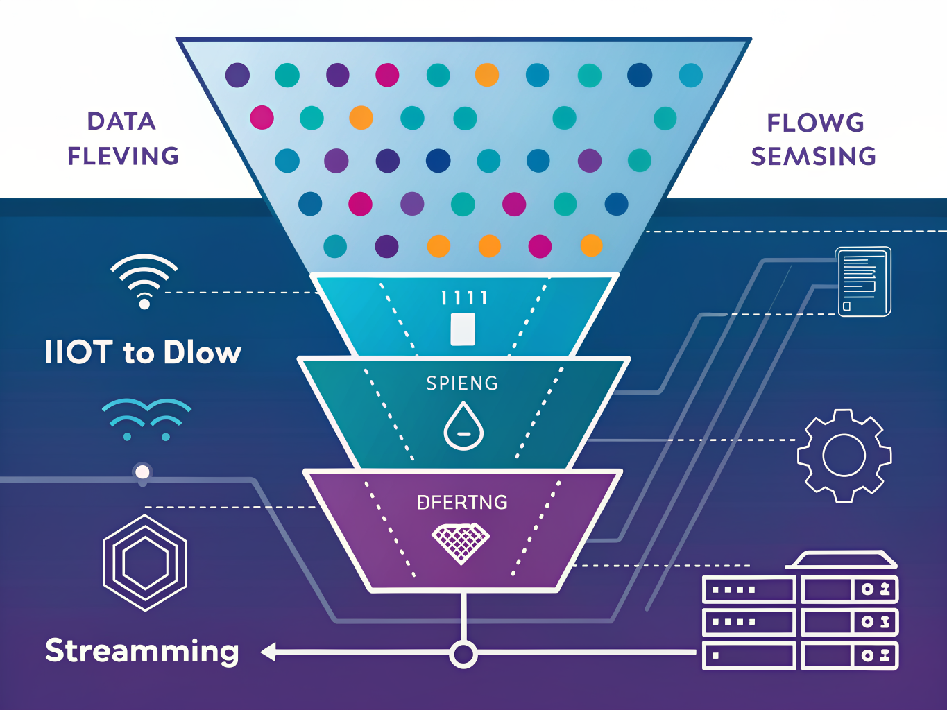 Real-time data analytics processing pipeline showing data collection through ingestion to final insights
