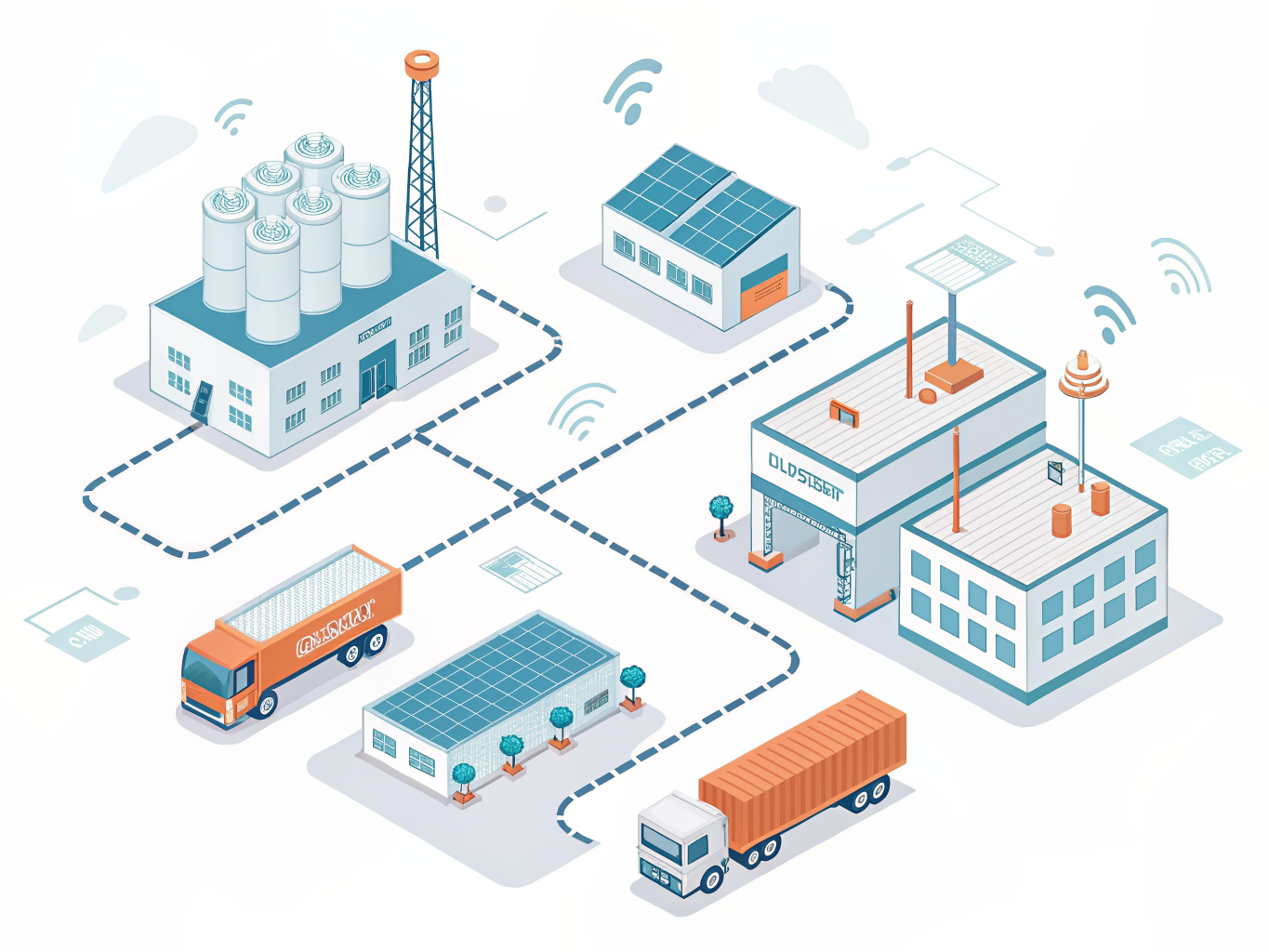 Supply chain data analytics network visualization showing interconnected logistics nodes