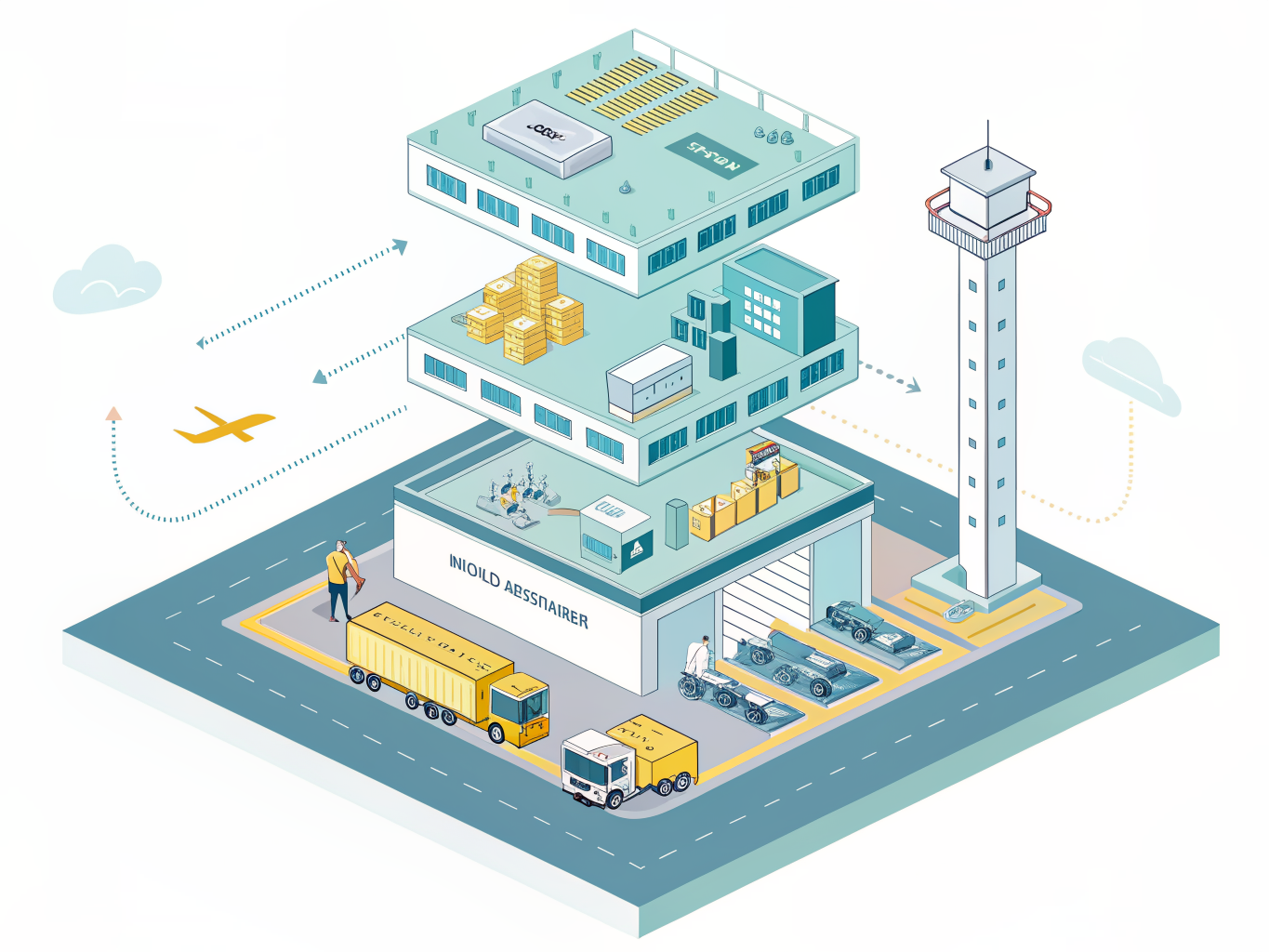 Supply chain control tower showing real-time visibility across all logistics layers