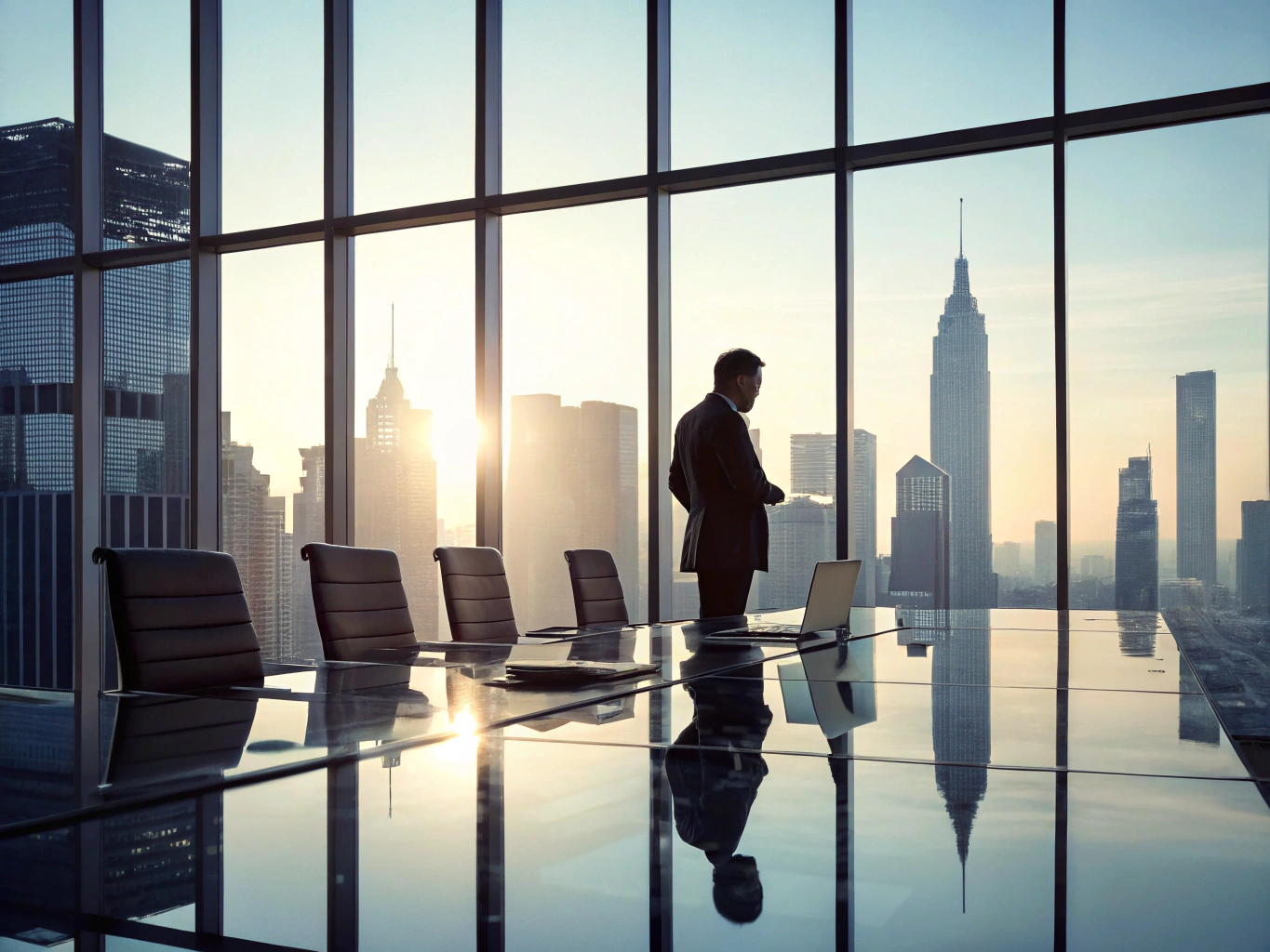 Executive team viewing real-time analytics dashboards with strategic vision and clarity