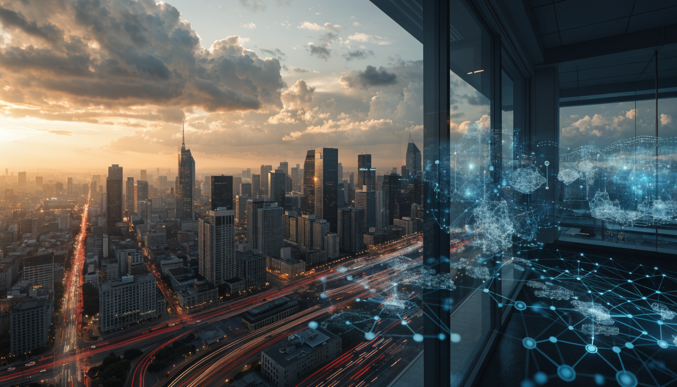 Smart city data analytics control center with real-time network visualization and traffic patterns