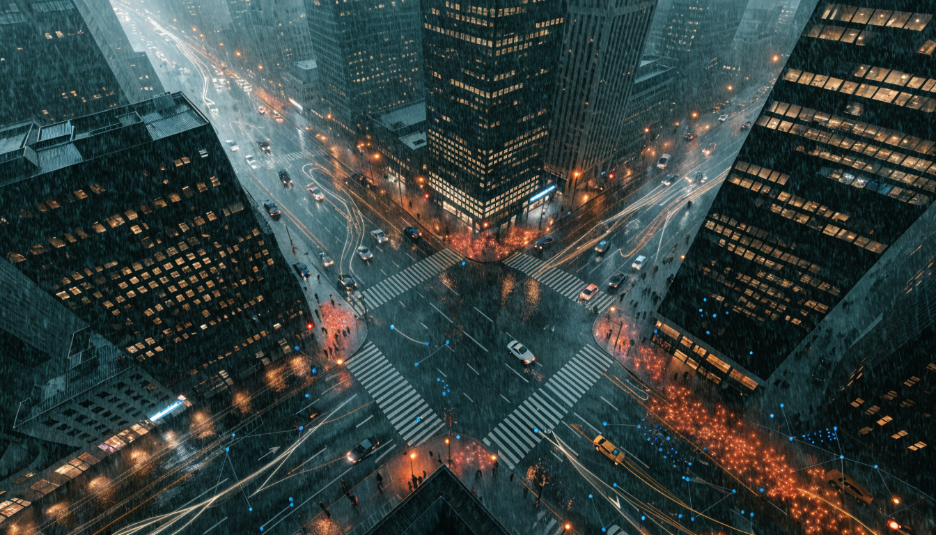 Smart city analytics application showing real-time traffic, crowd, and infrastructure data visualization