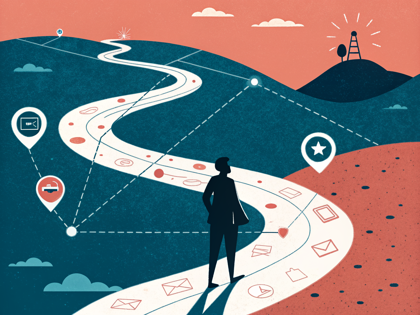 User journey analytics path visualization showing customer touchpoints and journey flow