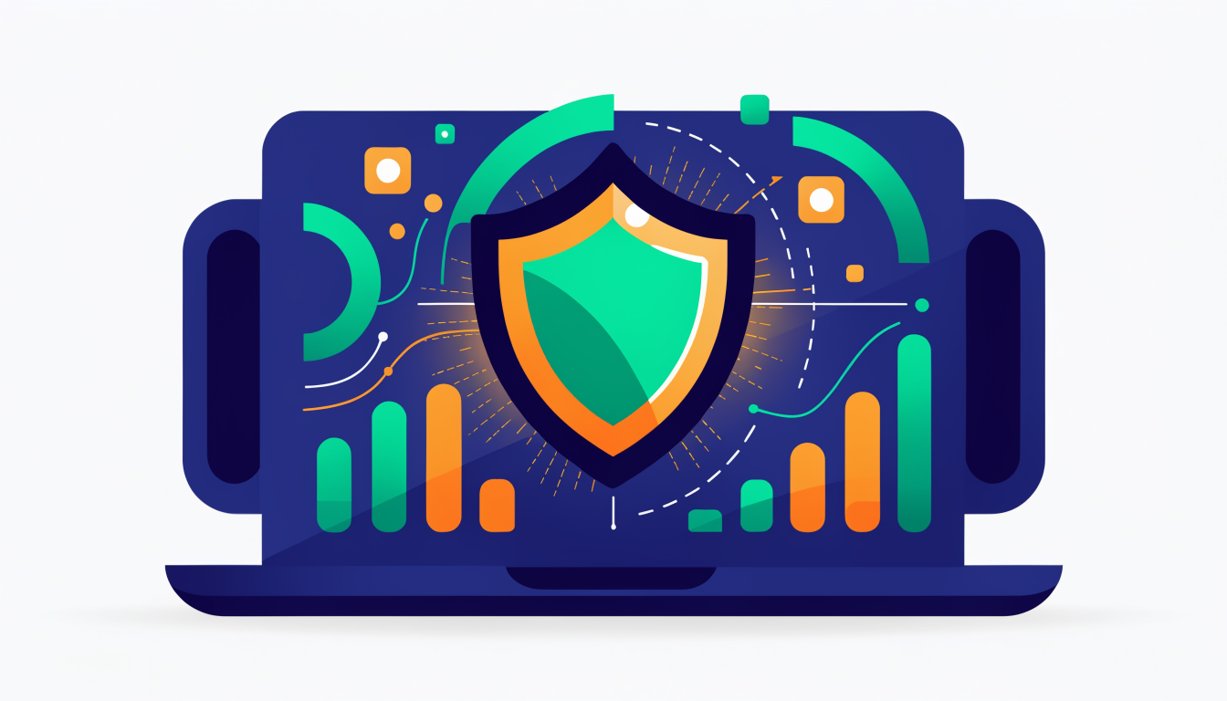 GDPR compliant analytics dashboard with security shield protection icon