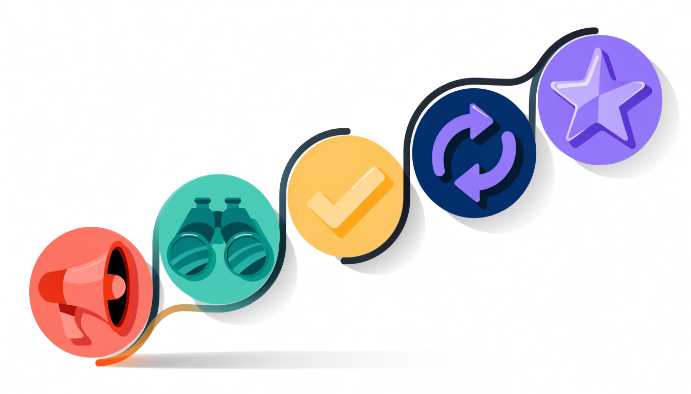 Five core customer journey touchpoints from awareness through advocacy
