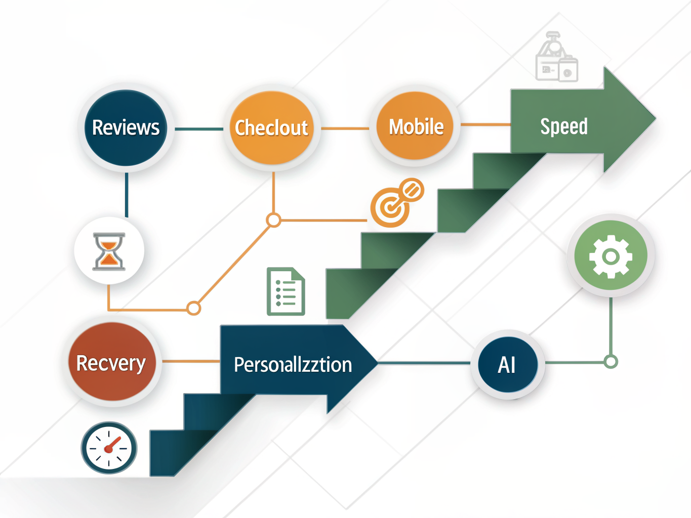 Seven proven ecommerce conversion optimization strategies visualized as ascending spiral steps