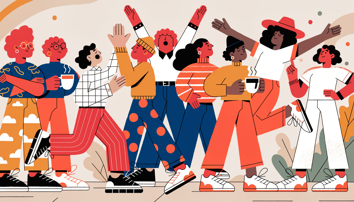 Diverse employees engaged in authentic LinkedIn advocacy and collaboration