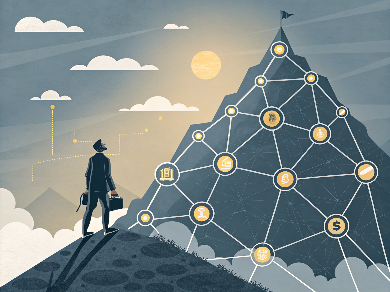Lead generation journey visualization showing Sales Navigator tactics and progression toward sales success