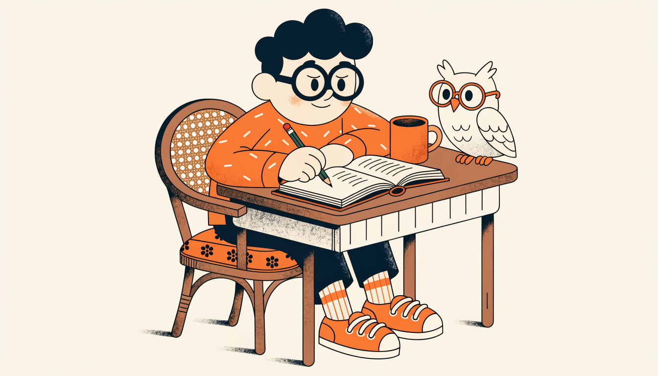 Motiverad student som pluggar högskoleprovet självständigt vid skrivbord