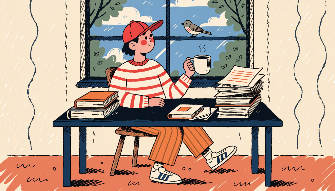 Student tar en välbehövlig paus under sitt självstudier för högskoleprovet