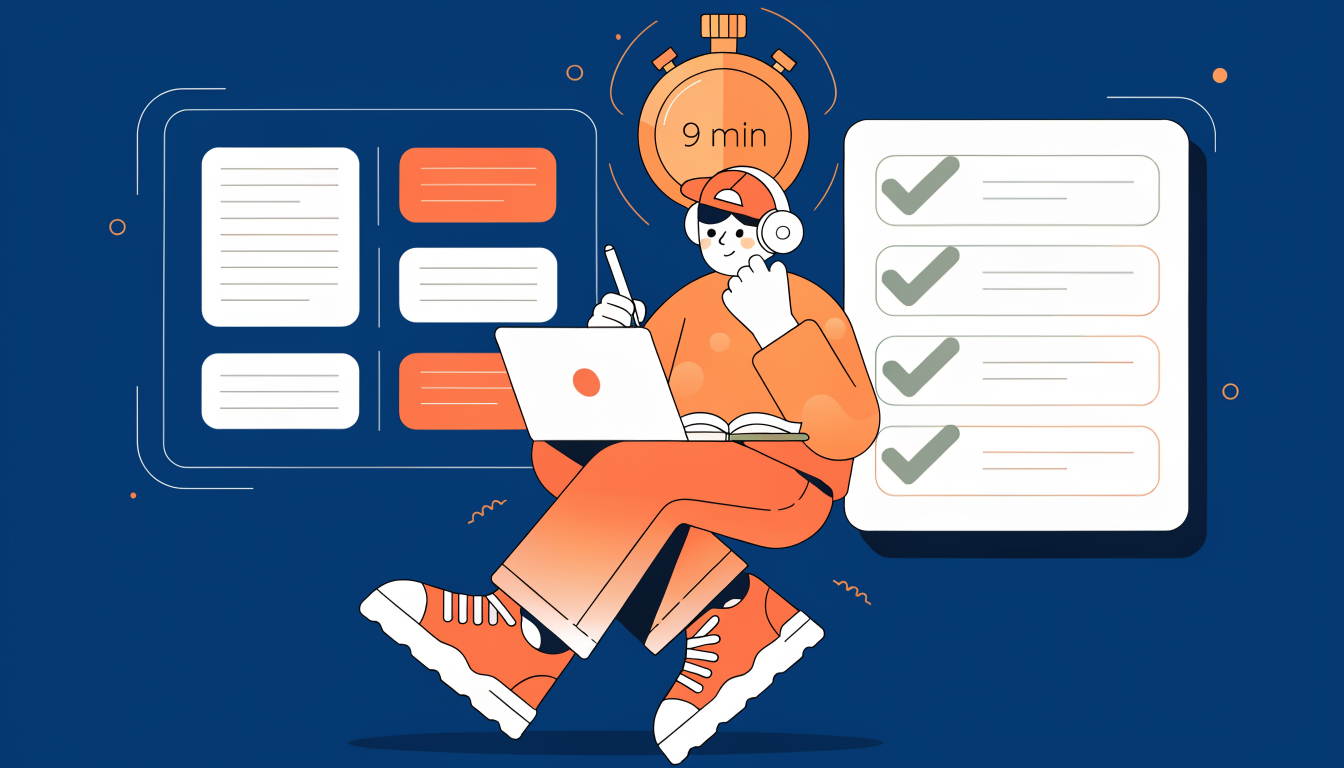 ACT English time management strategy showing 9 minutes per passage pacing