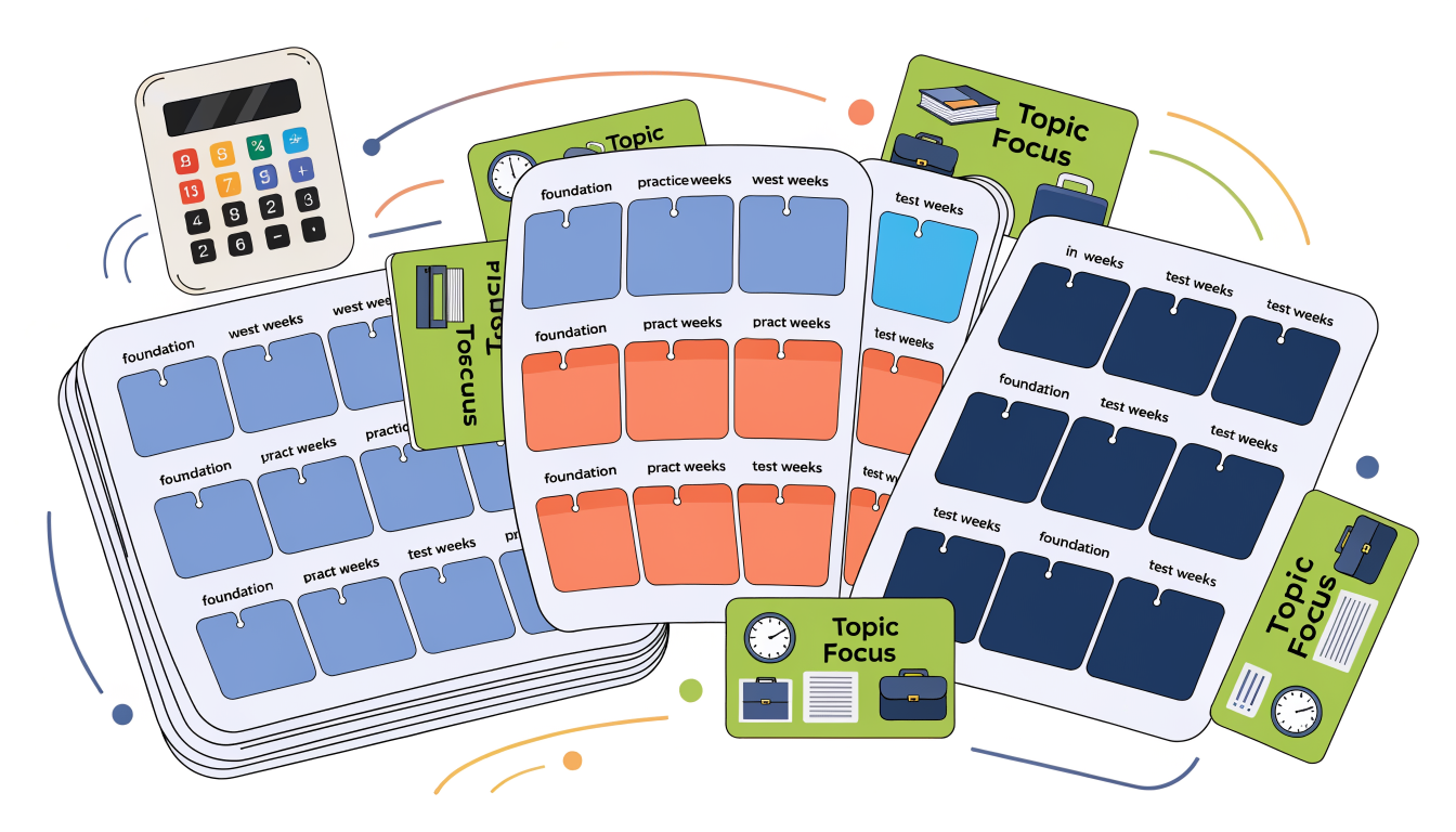 SAT study timeline calendar showing 12-week preparation schedule with weekly hour allocations