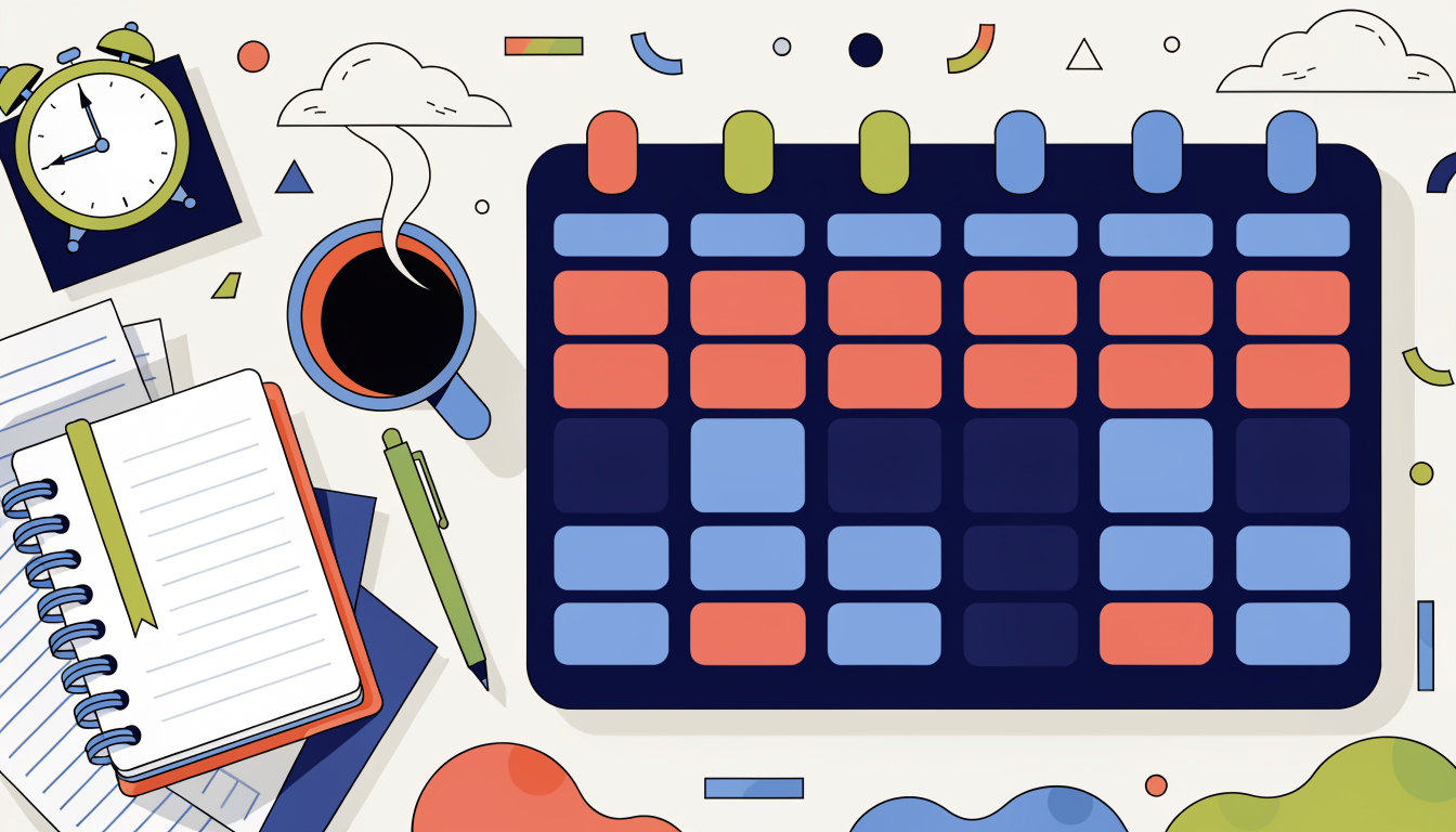 Weekly calendar showing SAT study schedule with buffer time and flexibility built in