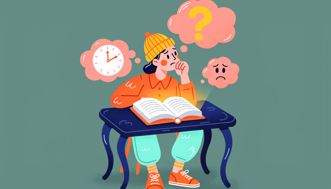 Student experiencing ACT test anxiety with worried thoughts