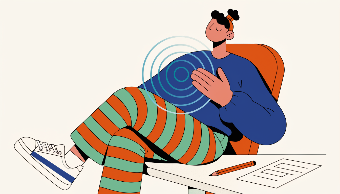 Student using breathing technique to manage ACT test anxiety during exam