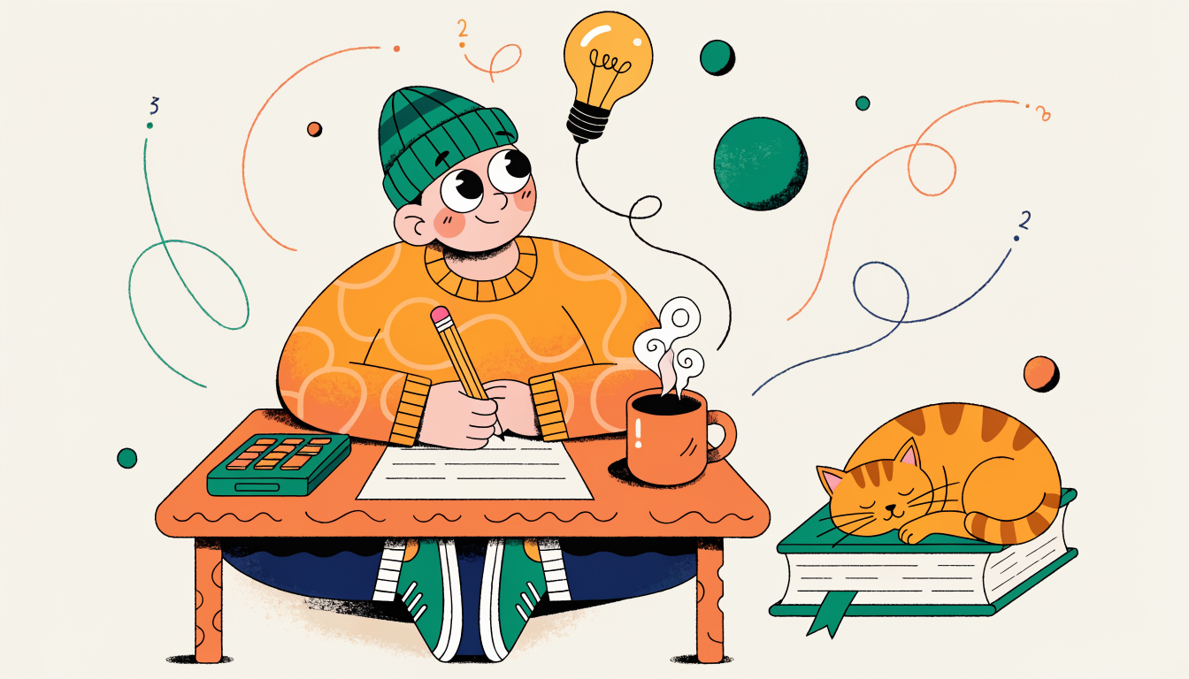 Student calculating personalized SAT study plan with pencil and paper