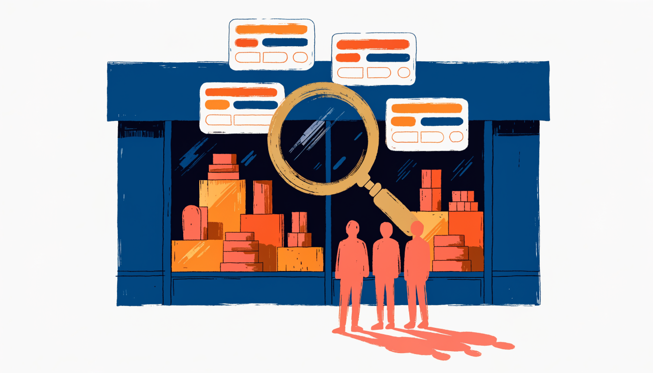 E-commerce SEO visualization showing online store visibility in search results