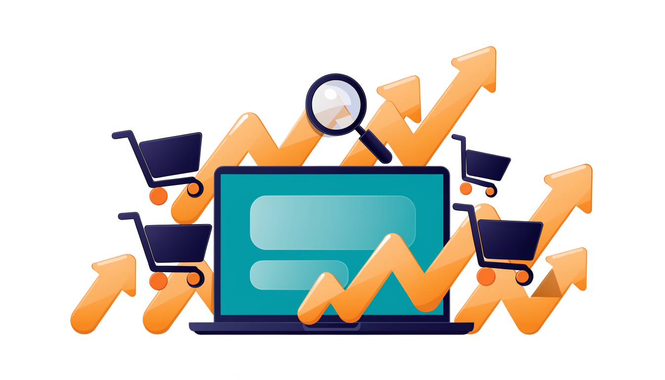 E-commerce SEO optimization showing upward traffic trends and search visibility