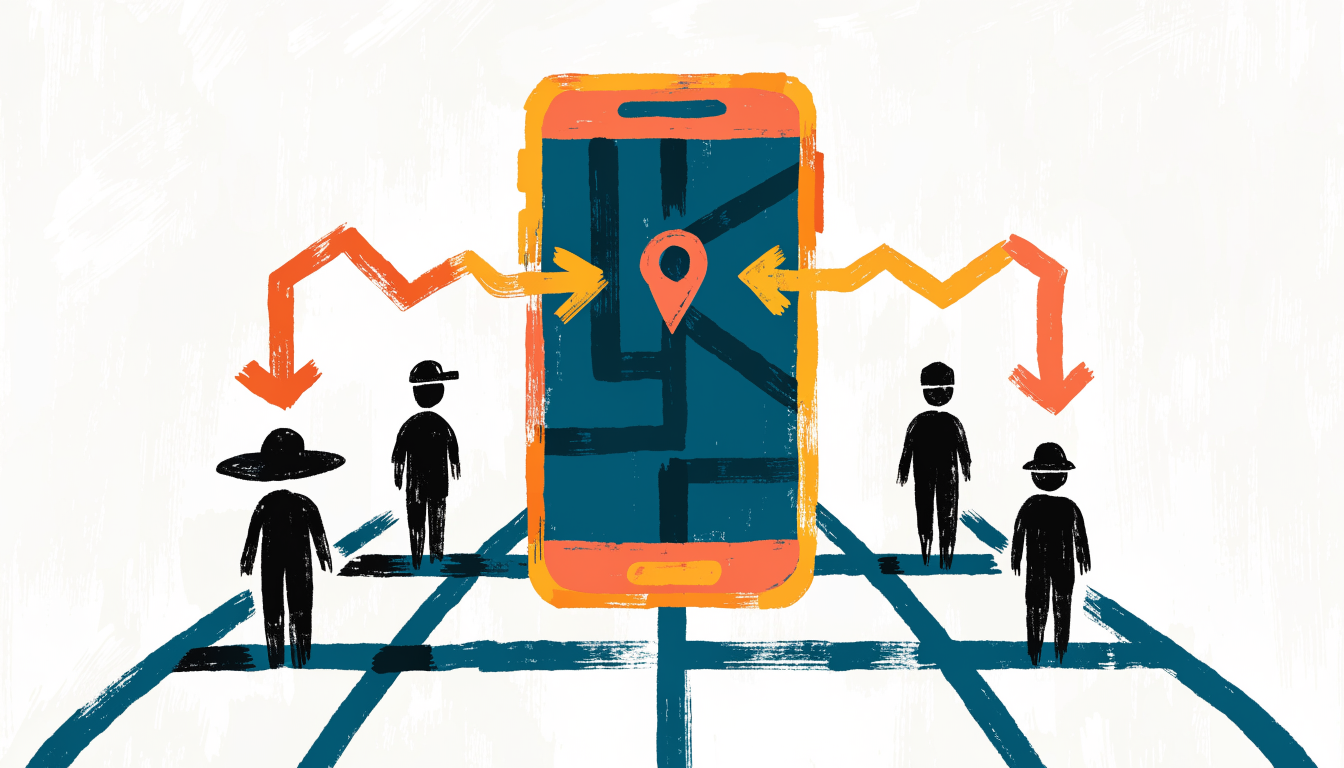 Local SEO strategy visualization showing map-first search discovery on mobile devices