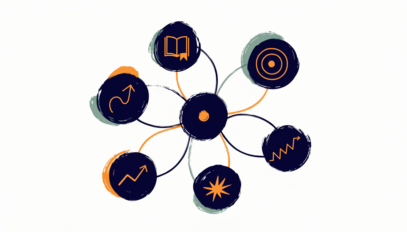 Topic cluster content structure showing pillar content hub with supporting cluster pages