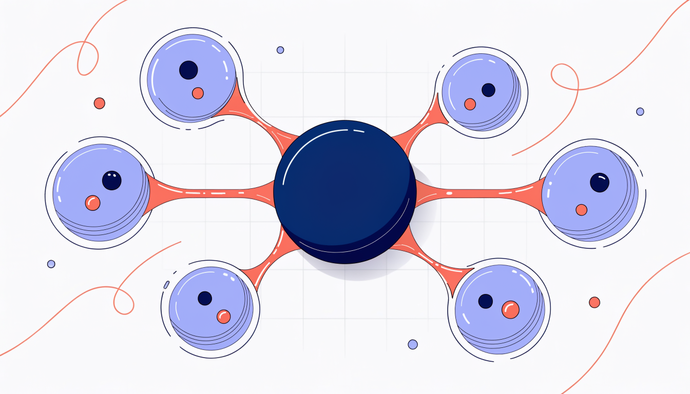 Hub and spoke content structure showing topical authority organization
