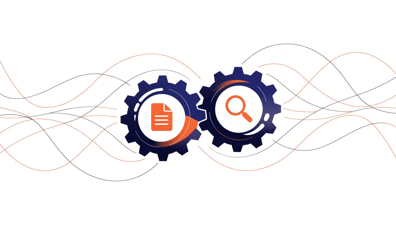Content strategy and SEO working together like interlocking gears to drive organic traffic