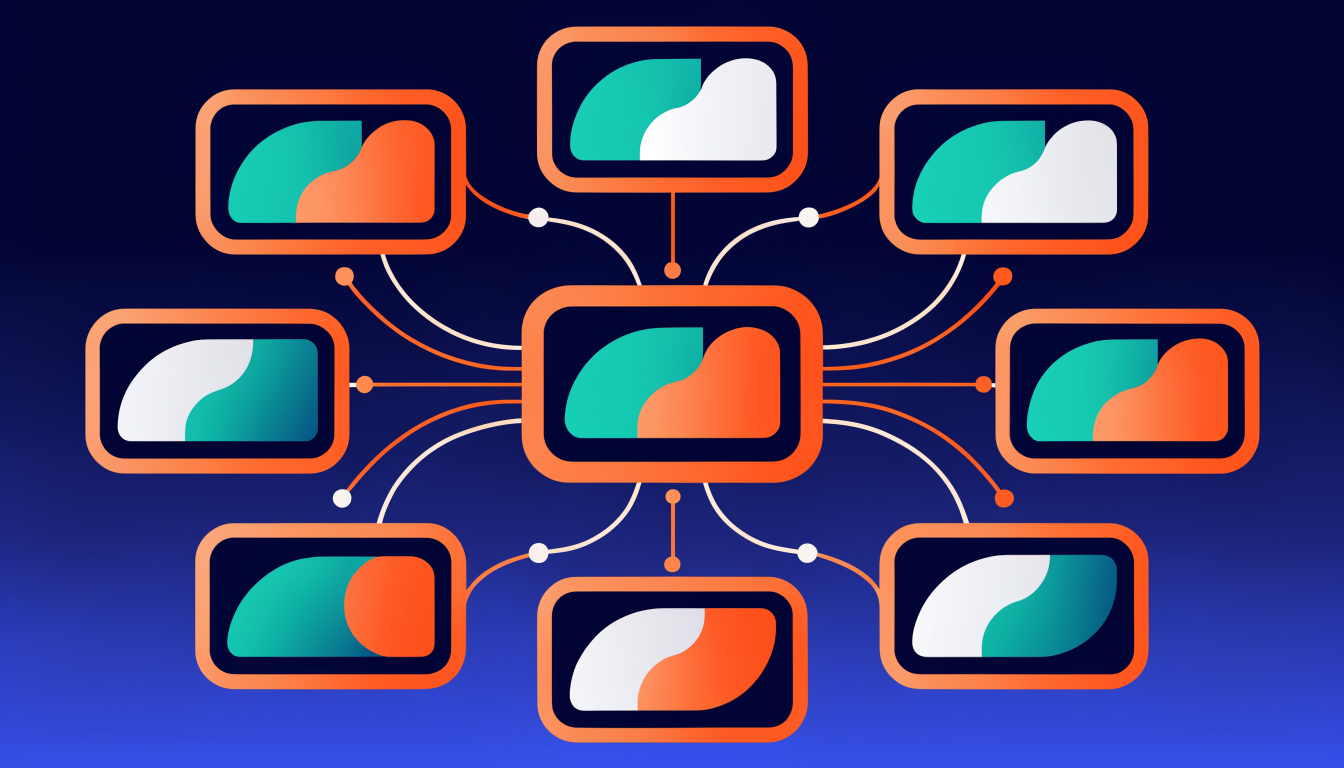 Network of websites connected by backlinks showing SEO link building strategy