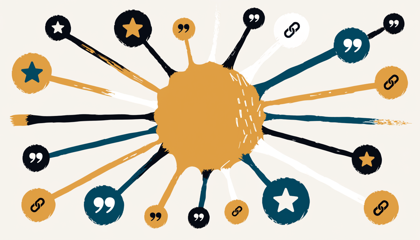 Brand entity authority showing distributed citations and mentions across web