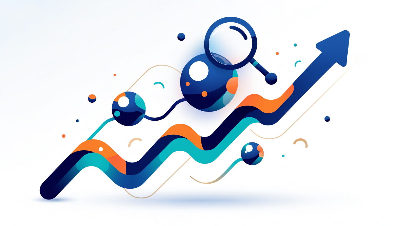 Link building strategy visualization showing upward trending backlinks improving SEO rankings