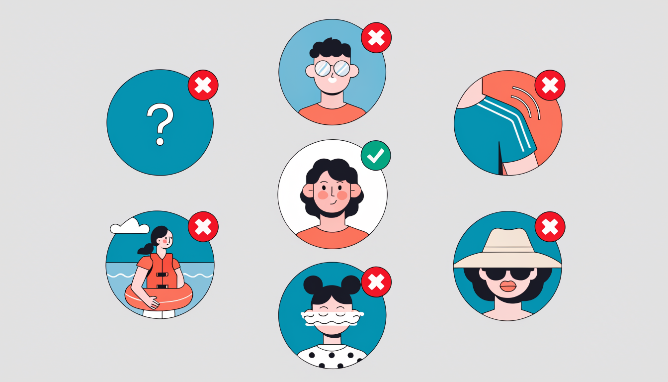 Visual guide showing common LinkedIn profile photo mistakes to avoid