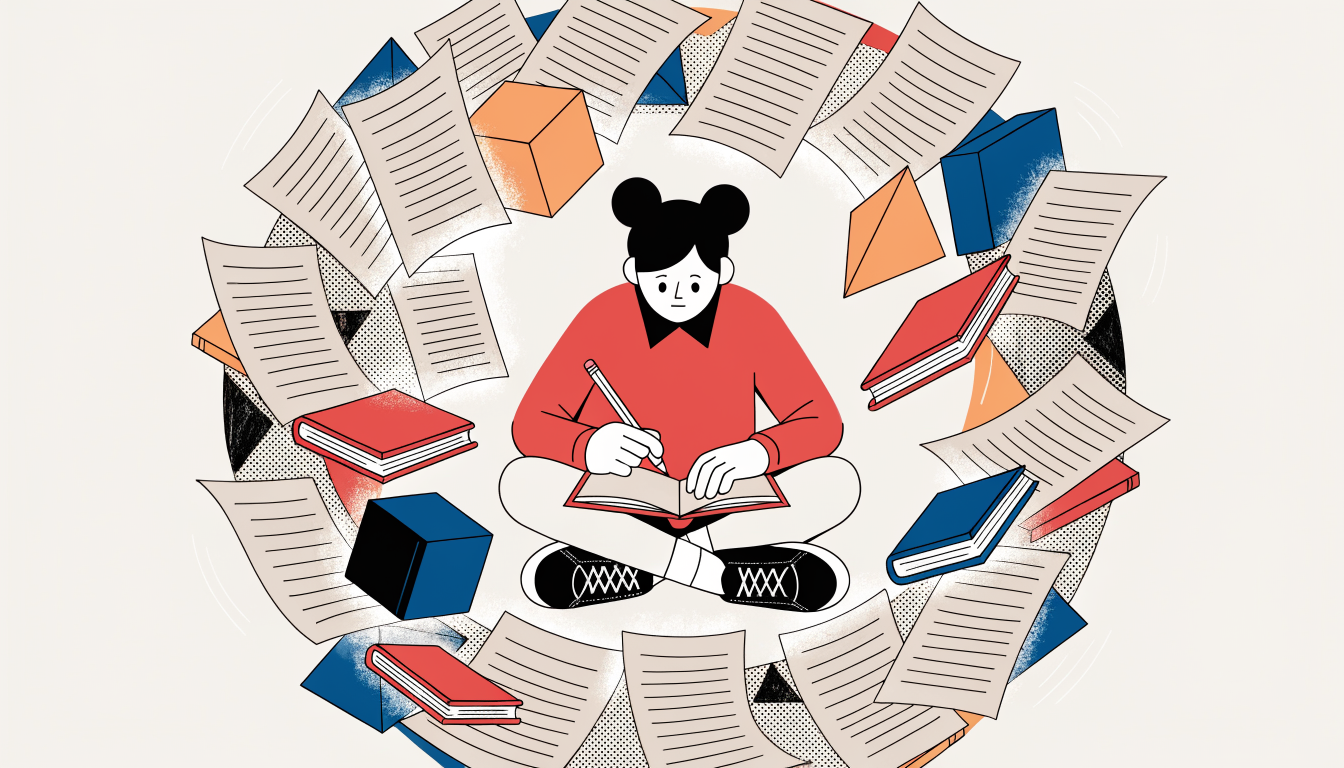 Elev förbereder sig med gamla nationella prov och läromedel