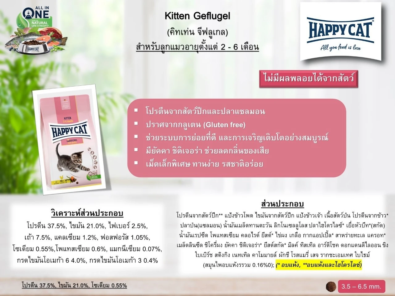 HAPPY CAT Land Geflugel Kitten อาหารเม็ดสำหรับลูกแมว2-6เดือนทุกสายพันธุ์