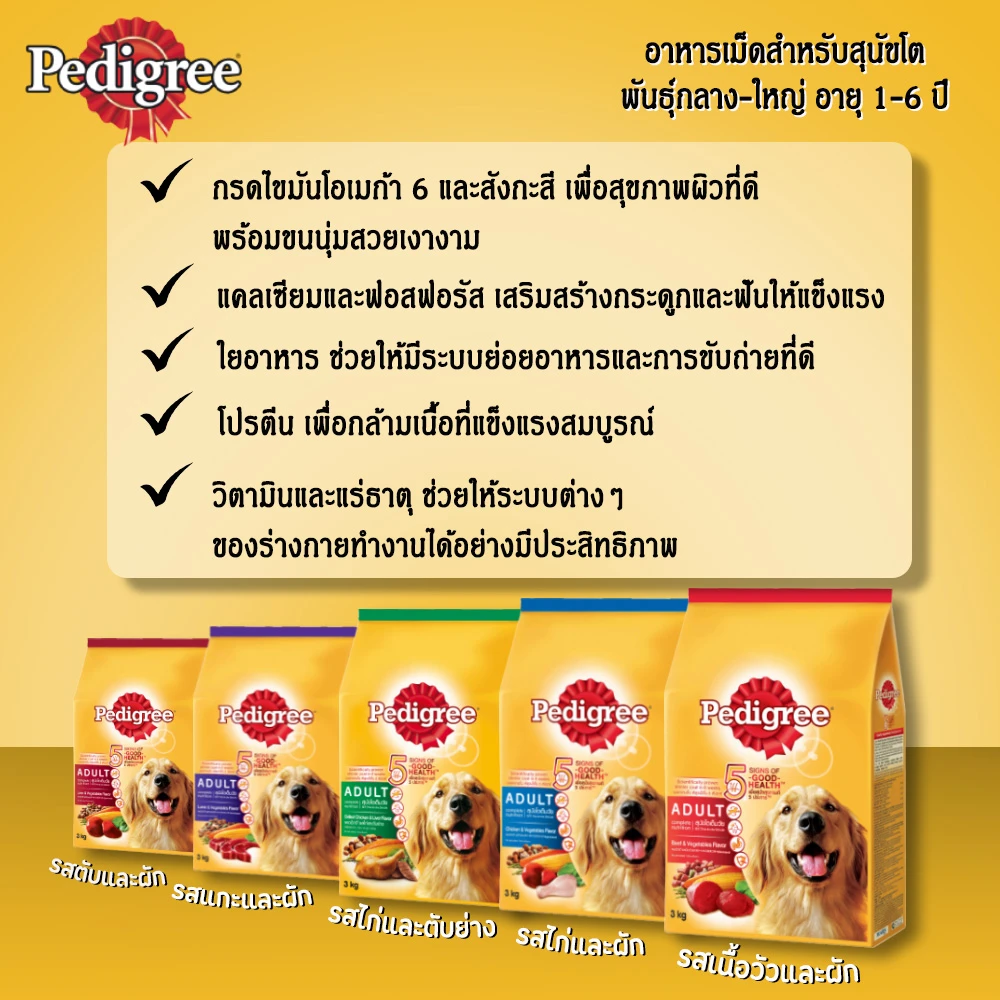 Pedigree Adult อาหารเม็ดสำหรับสุนัขโตพันธุ์กลาง-ใหญ่