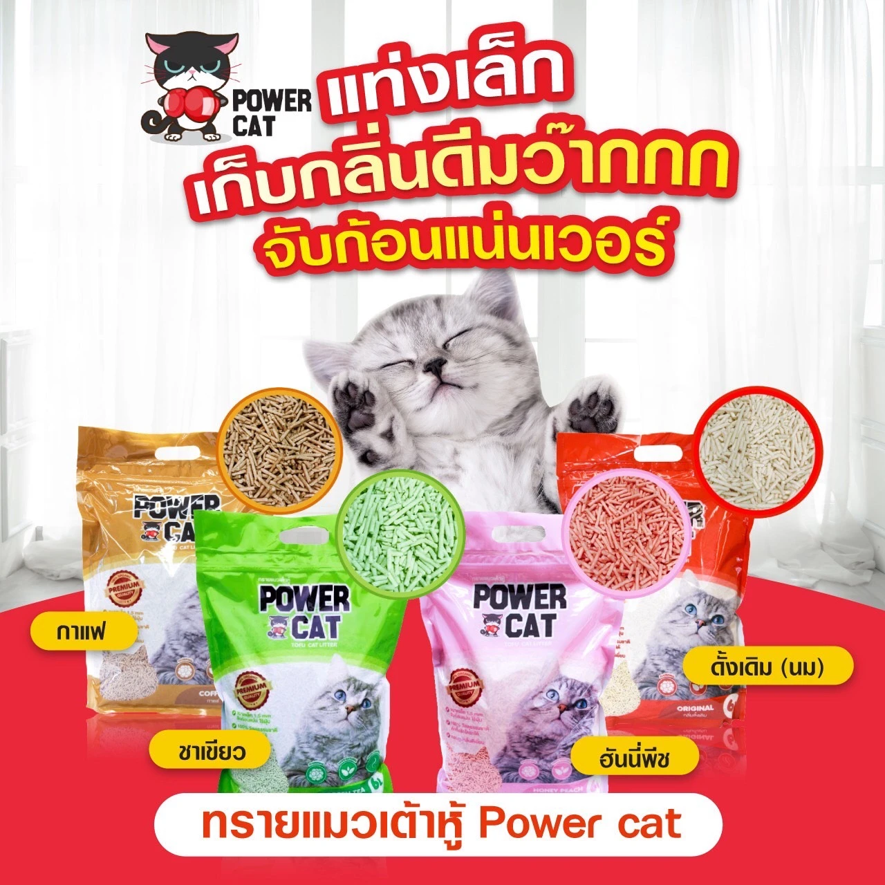 Power Cat Tofu ทรายแมวเต้าหู้ธรรมชาติ 6 ลิตร