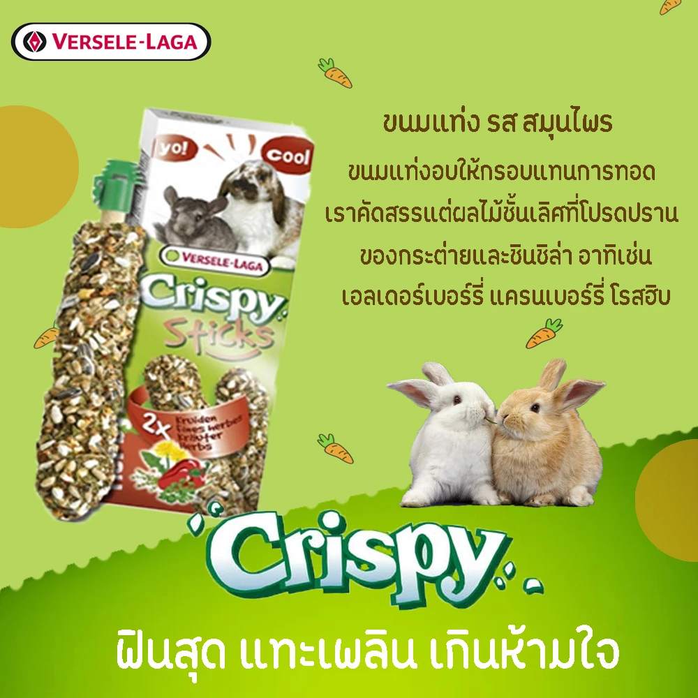 Crispy Sticks ขนมแท่ง สำหรับสัตว์ฟันแทะ 110g.