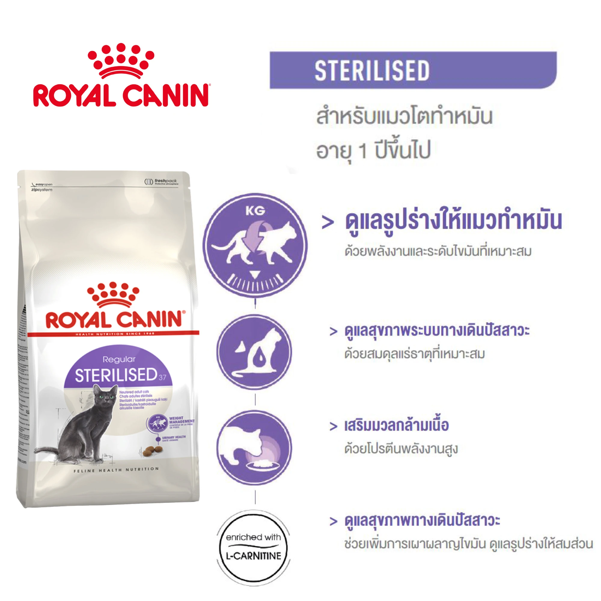 ROYAL CANIN Sterilised37 อาหารเม็ดสำหรับแมวโตทำหมัน ทุกสายพันธุ์