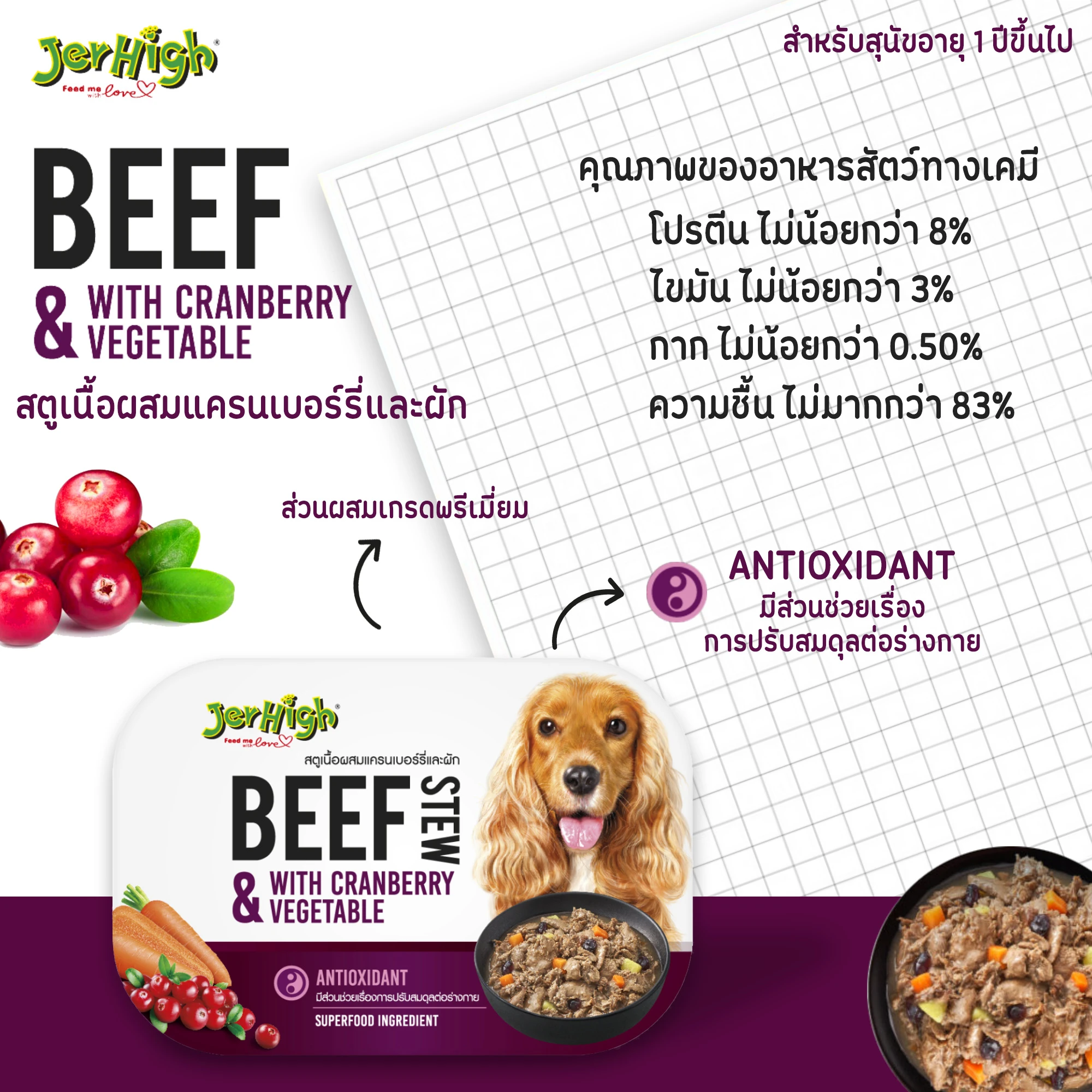 Jerhigh อาหารสุนัขถาด สตูว์ 200G