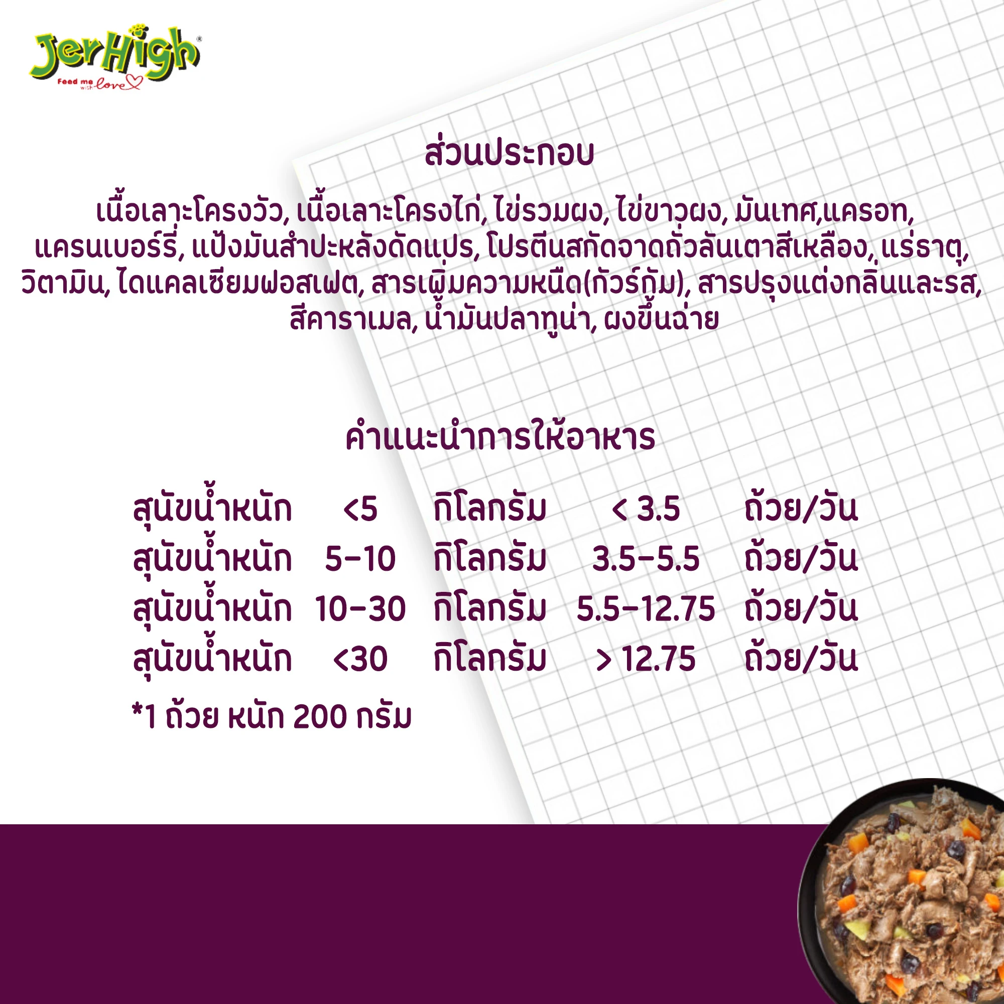 Jerhigh อาหารสุนัขถาด สตูว์ 200G