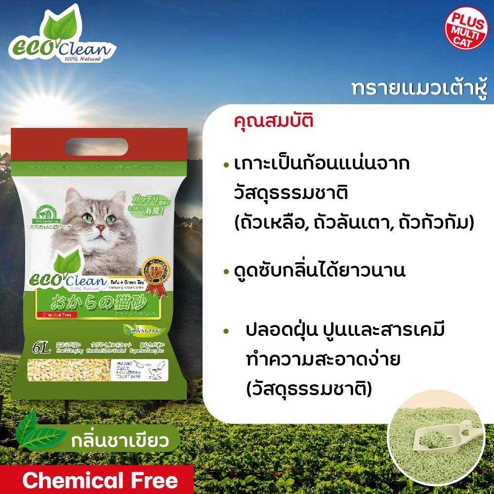 Eco Clean ทรายแมวเต้าหู้ธรรมชาติ