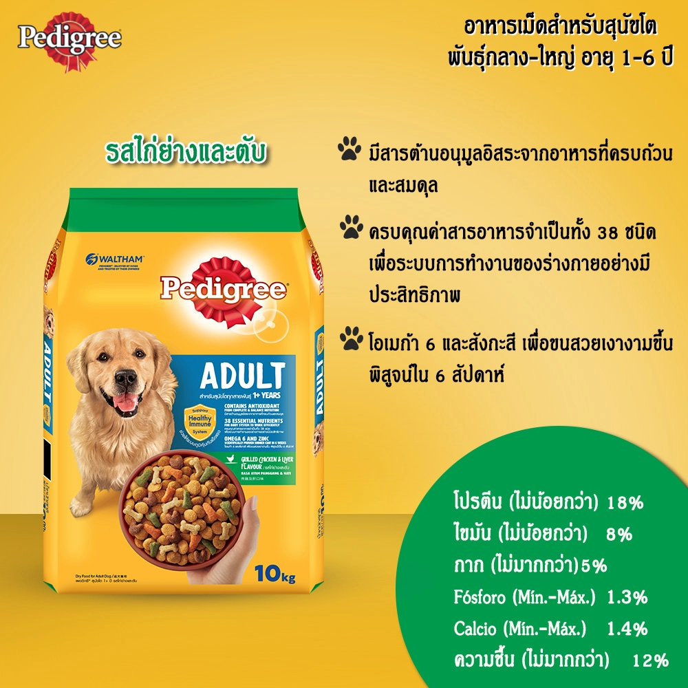 Pedigree Adult อาหารเม็ดสำหรับสุนัขโตพันธุ์กลาง-ใหญ่