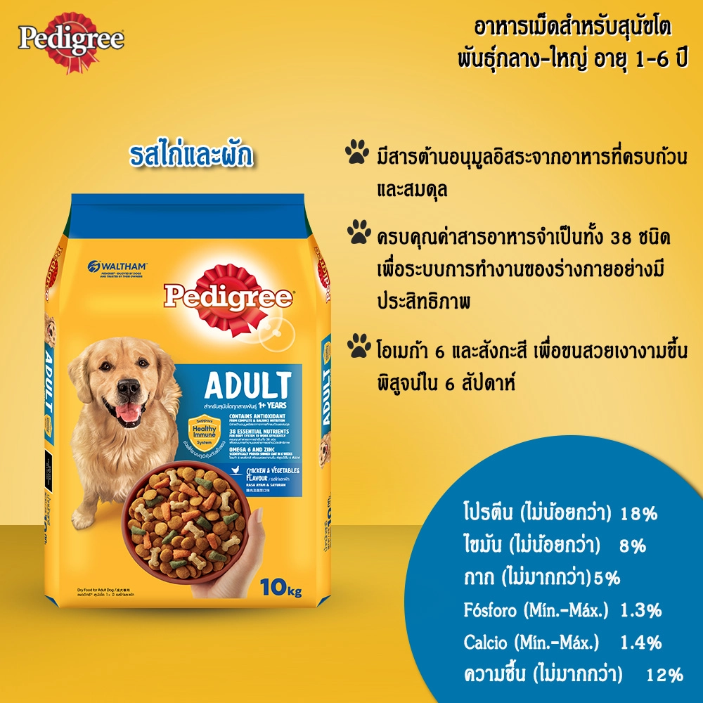 Pedigree Adult อาหารเม็ดสำหรับสุนัขโตพันธุ์กลาง-ใหญ่