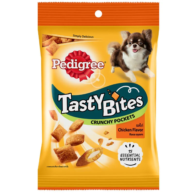 Pedigree ขนมสุนัข เทสตี้ไบทส์ ครันชี่ พ็อกเก็ต 60 กรัม