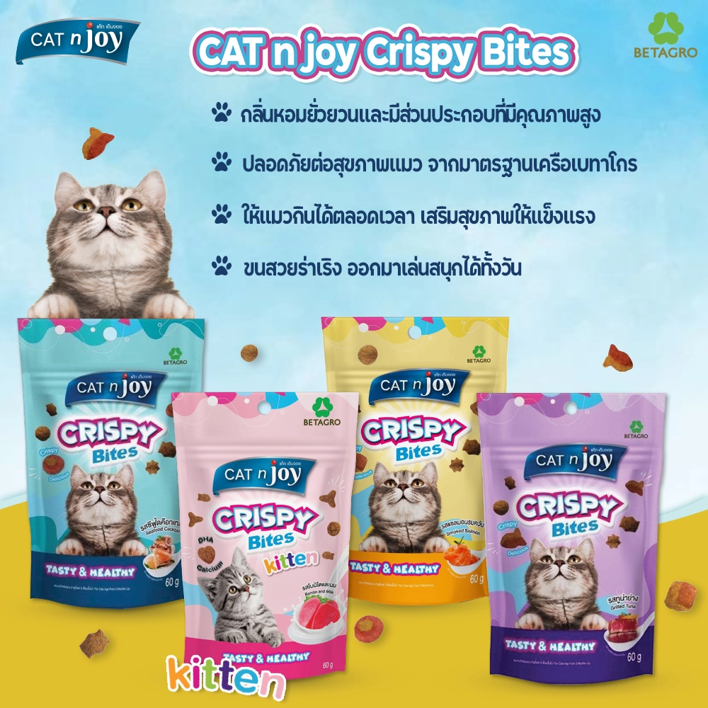 Cat n Joy Crispy Bites 60 กรัม ขนมแมว สำหรับแมวทุกสายพันธุ์ทุกช่วงวัย