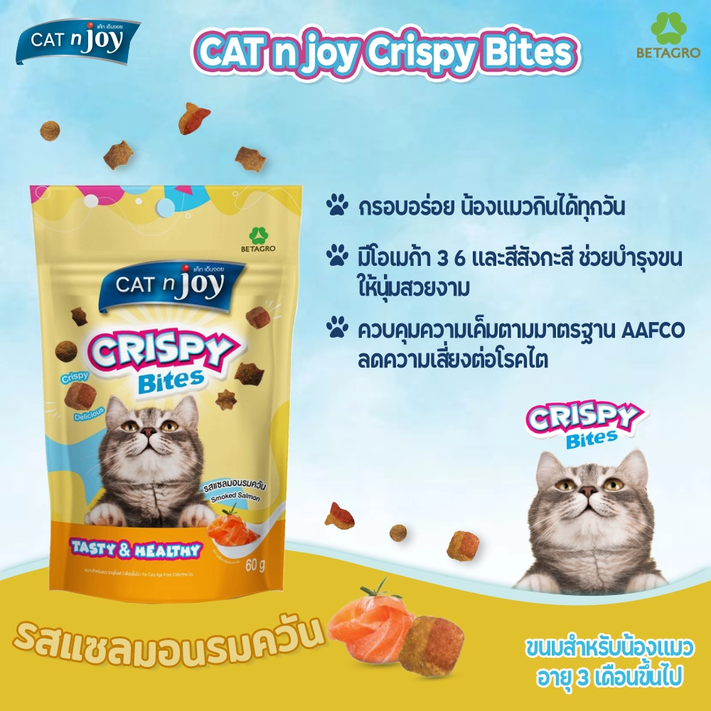 Cat n Joy Crispy Bites 60 กรัม ขนมแมว สำหรับแมวทุกสายพันธุ์ทุกช่วงวัย