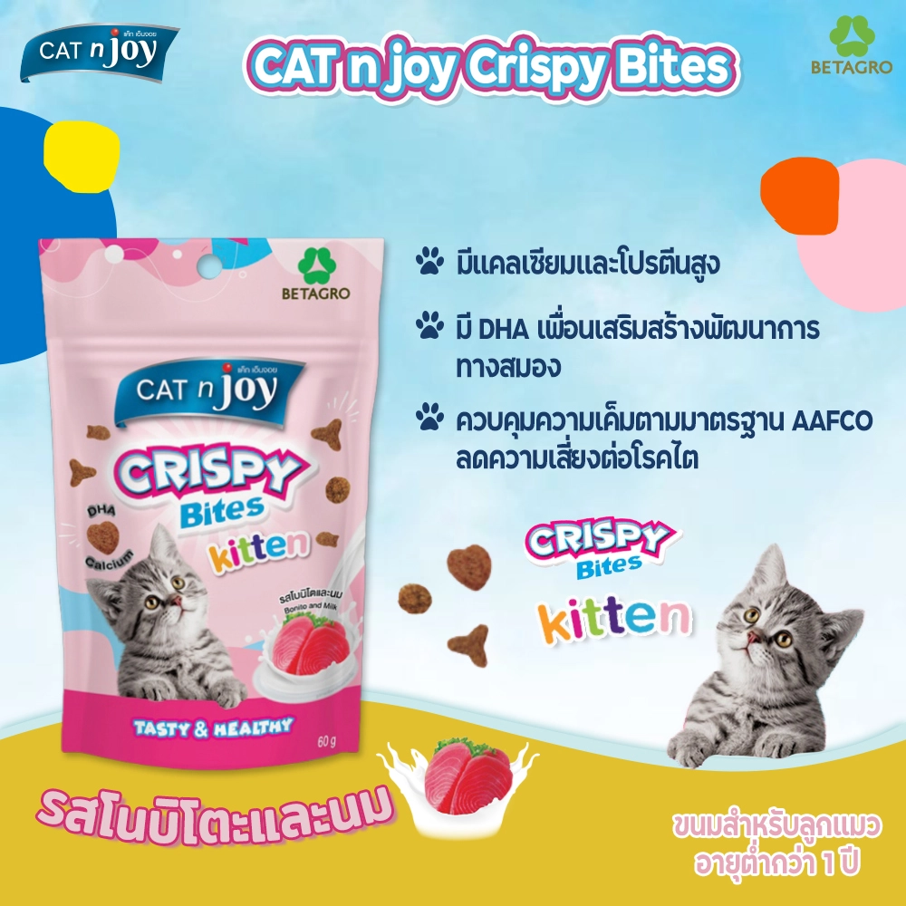 Cat n Joy Crispy Bites 60 กรัม ขนมแมว สำหรับแมวทุกสายพันธุ์ทุกช่วงวัย