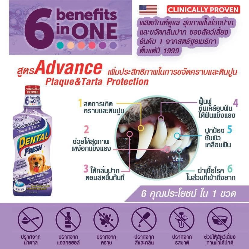 Dental Fresh น้ำยาดูแลช่องปาก สูตรลดคราบหินปูน สำหรับสุนัข 17oz