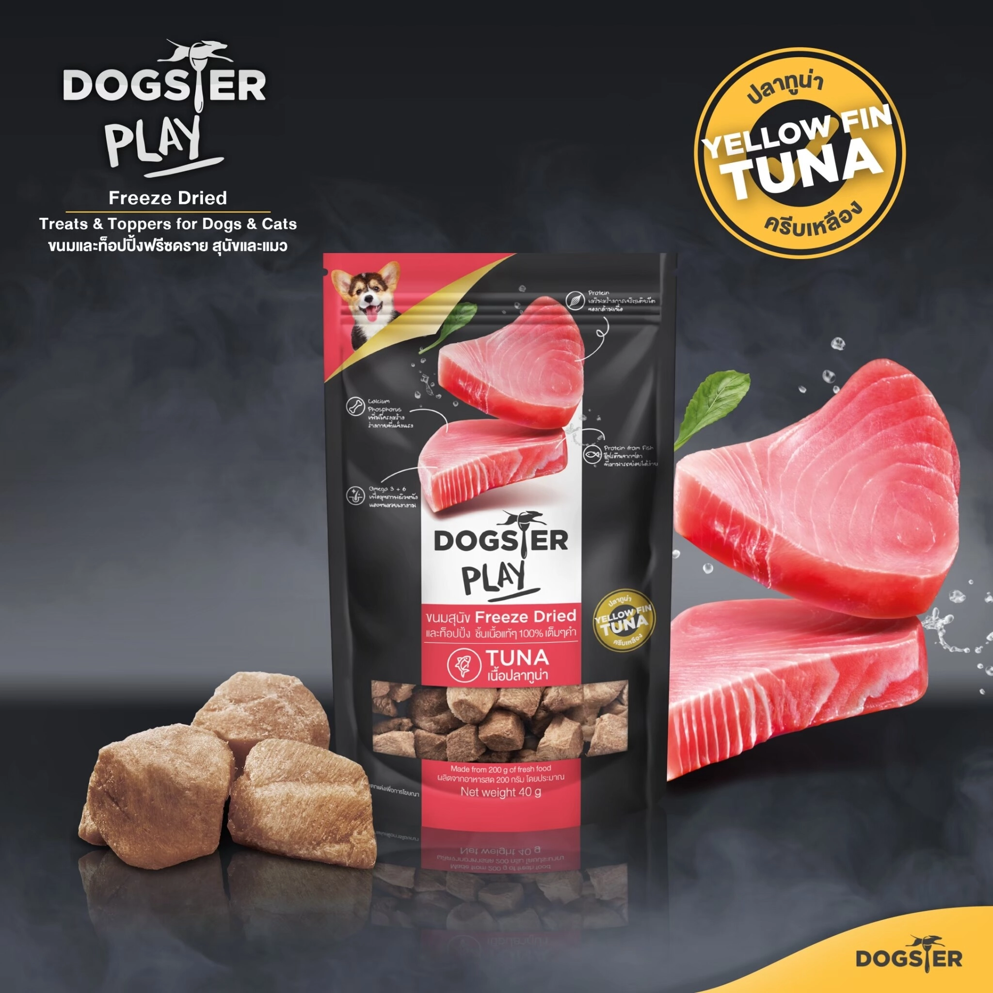 Dogster Play Black Tuna (สูตรเนื้อทูน่า ) 40g