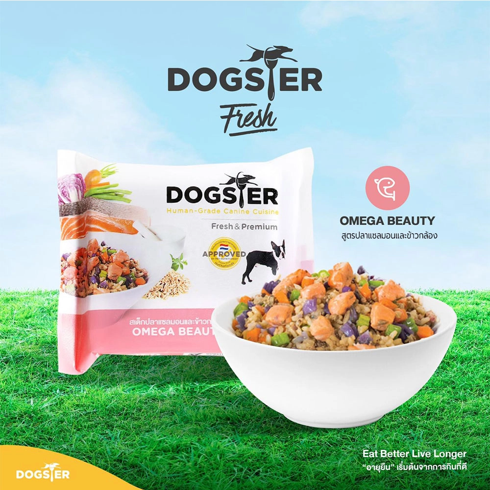 Dogster Fresh Omega Beauty (สเต็กปลาแซลมอนและข้าวกล้อง)