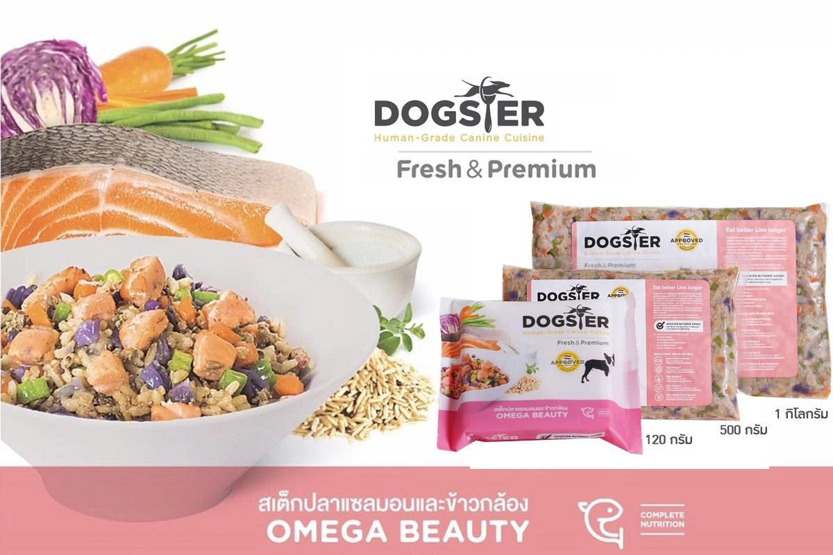 Dogster Fresh Omega Beauty (สเต็กปลาแซลมอนและข้าวกล้อง)